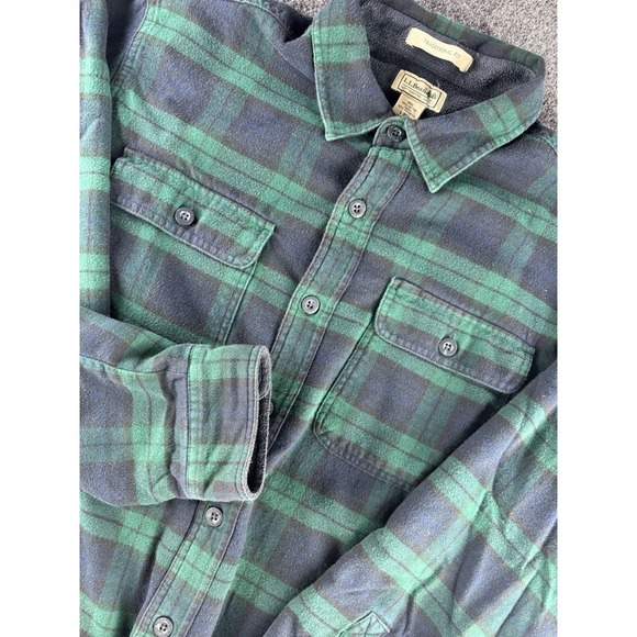 L.L. Bean Other - LL Bean Flannel Shirt Mens L Plaid Fleece Lined Heavy Button Up